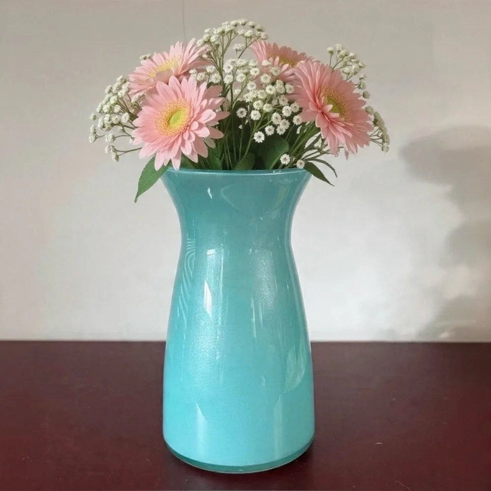 Sleek MCM-Style turquoise Vase Handmade, 6 1/2 inches,